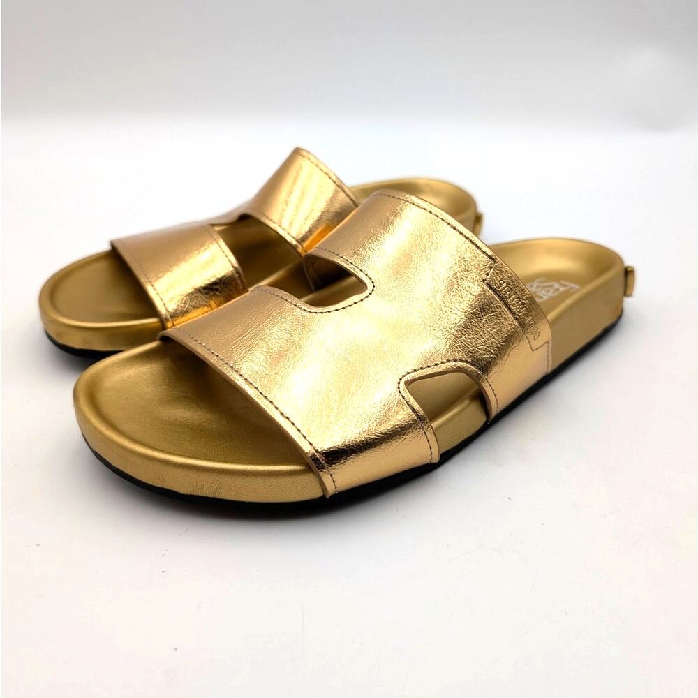 Franco Sarto Britt Slide Sandals Open Toe Women's Gold Size US6.5M EU36.5